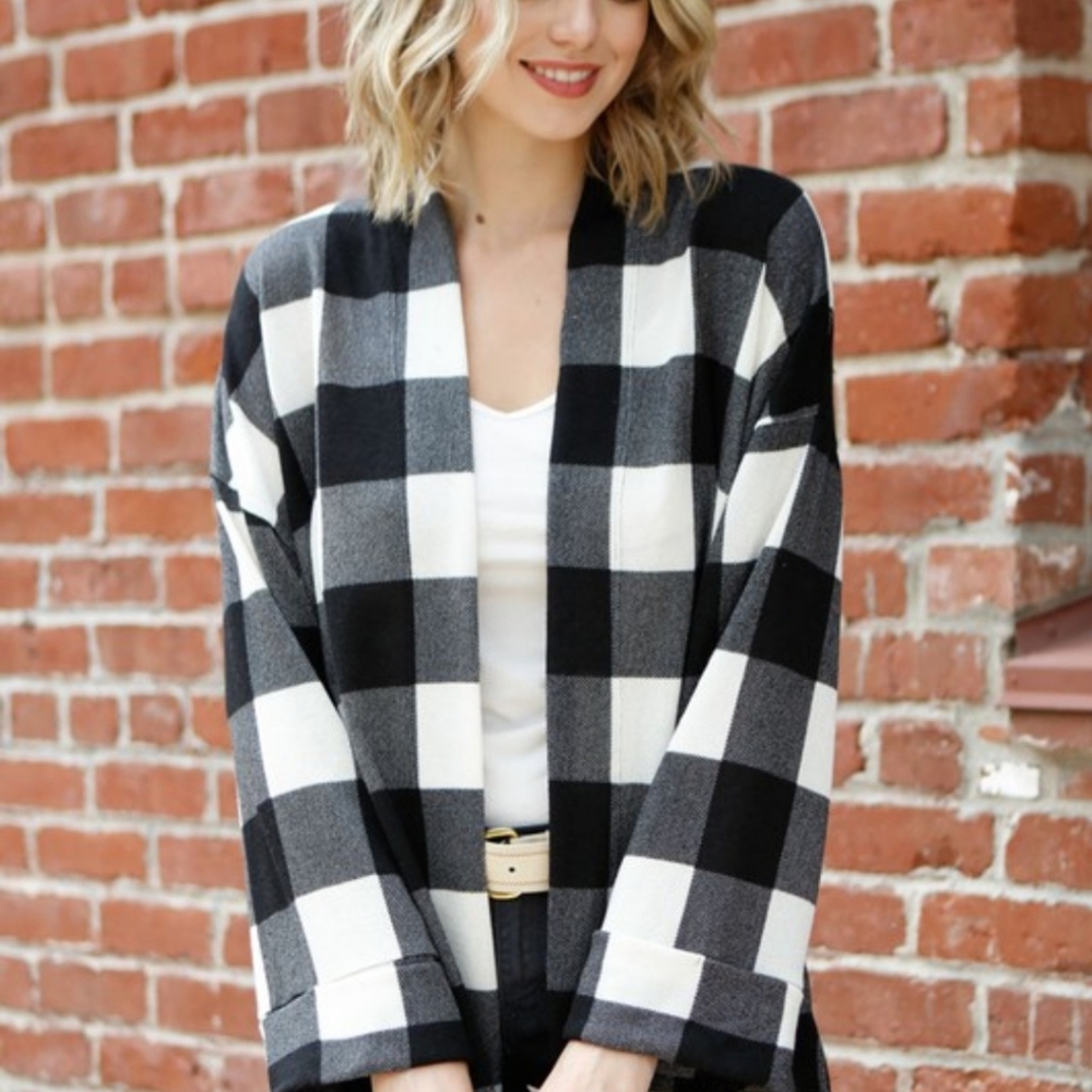 Buffalo Plaid Open Cardigan - Picture 6 of 6